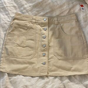 Old Navy Beige Button-Down Mini Skirt
